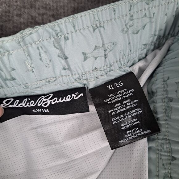 Eddie Bauer Light Blue Fish Print Volley Swim Trunk Shorts NWT MENS Size XL - Picture 3 of 9